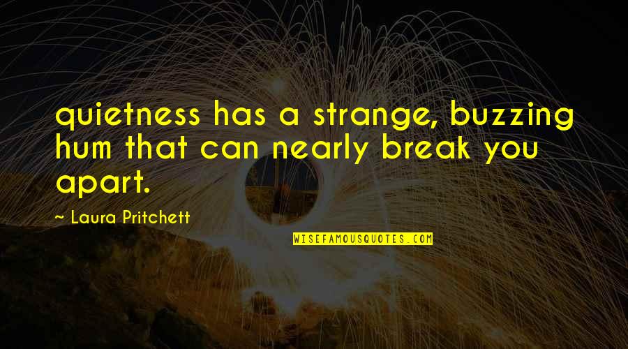 Being Blessed With Family And Friends Quotes By Laura Pritchett: quietness has a strange, buzzing hum that can Being Blessed With Family And Friends Quotes By Laura Pritchett: quietness has a strange, buzzing hum that can