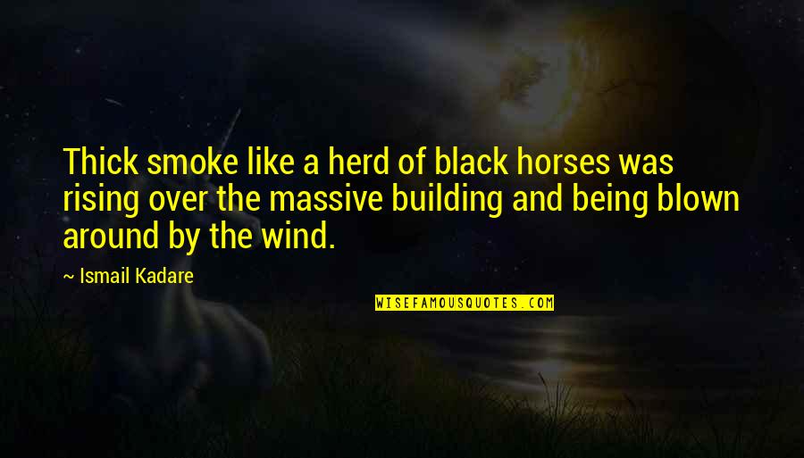 Being Blown Off Quotes By Ismail Kadare: Thick smoke like a herd of black horses