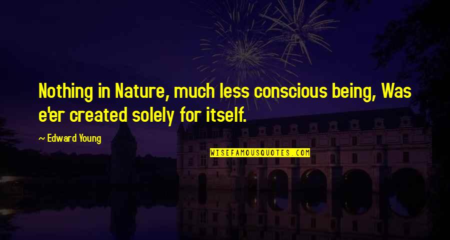 Being Created Quotes By Edward Young: Nothing in Nature, much less conscious being, Was