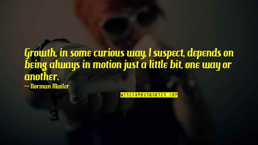 Being Curious Quotes By Norman Mailer: Growth, in some curious way, I suspect, depends