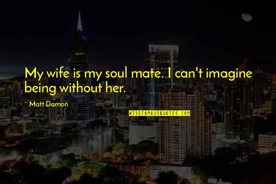 Being Damon Quotes By Matt Damon: My wife is my soul mate. I can't