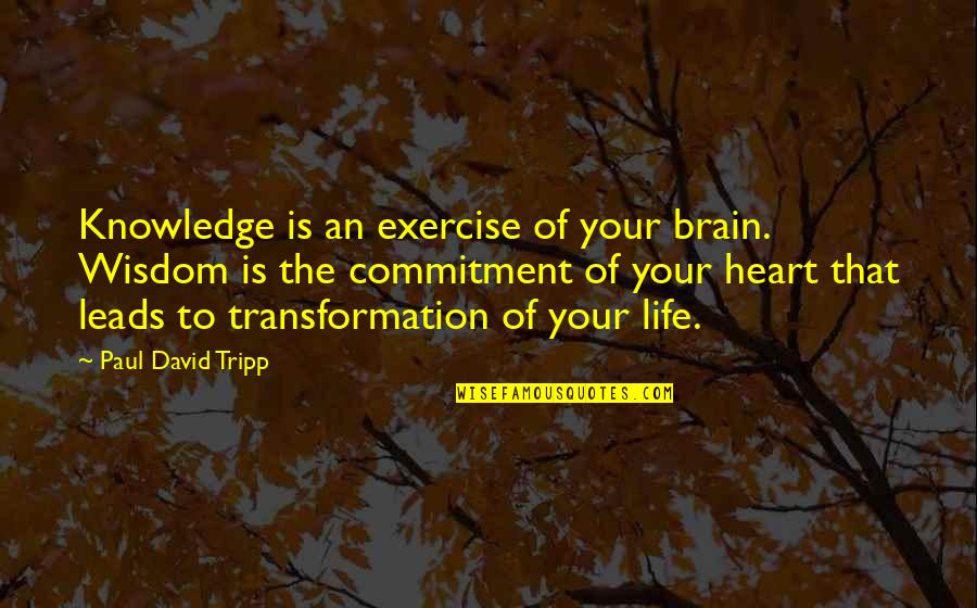 Being Determined In Life Quotes By Paul David Tripp: Knowledge is an exercise of your brain. Wisdom