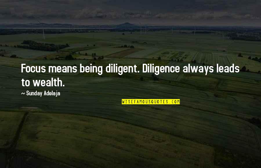 Being Diligent Quotes By Sunday Adelaja: Focus means being diligent. Diligence always leads to