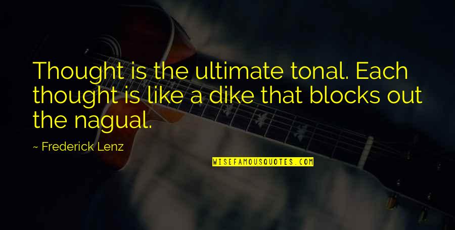 Being Disappointed In Your Friends Quotes By Frederick Lenz: Thought is the ultimate tonal. Each thought is