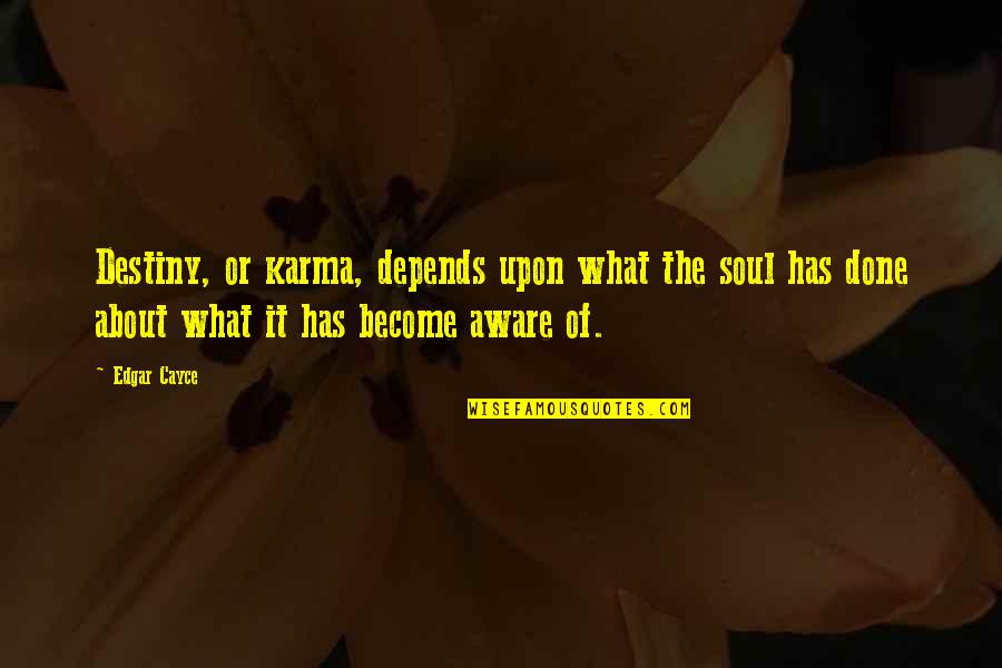 Being Disliked By Someone Quotes By Edgar Cayce: Destiny, or karma, depends upon what the soul