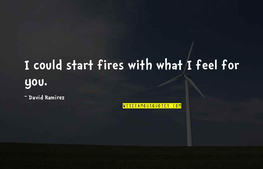 Being Downtown Quotes By David Ramirez: I could start fires with what I feel Being Downtown Quotes By David Ramirez: I could start fires with what I feel