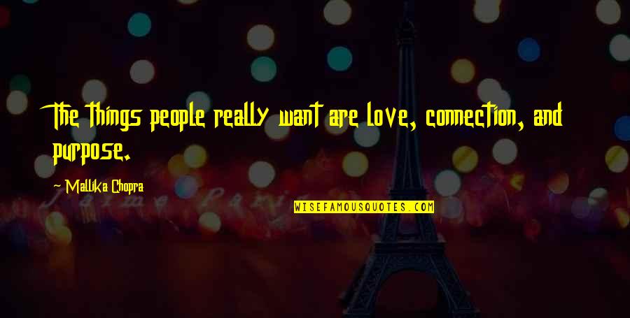 Being Easily Amused Quotes By Mallika Chopra: The things people really want are love, connection,
