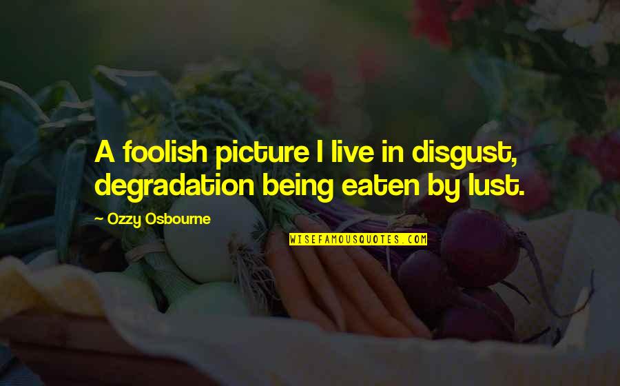 Being Eaten Quotes By Ozzy Osbourne: A foolish picture I live in disgust, degradation