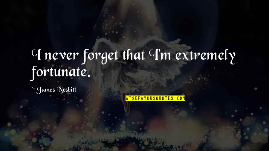 Being Enjoyable Quotes By James Nesbitt: I never forget that I'm extremely fortunate.