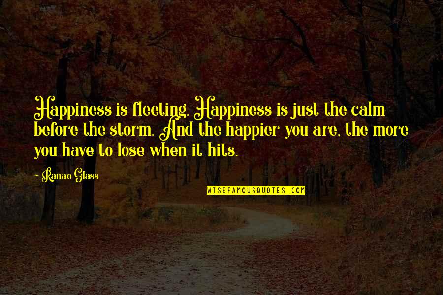 Being Exasperated Quotes By Ranae Glass: Happiness is fleeting. Happiness is just the calm