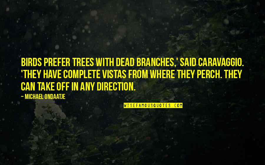 Being Famous In A Small Town Quotes By Michael Ondaatje: Birds prefer trees with dead branches,' said Caravaggio.