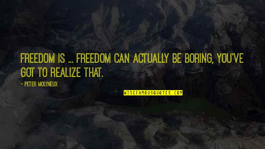 Being Fooled By Someone Quotes By Peter Molyneux: Freedom is ... freedom can actually be boring,