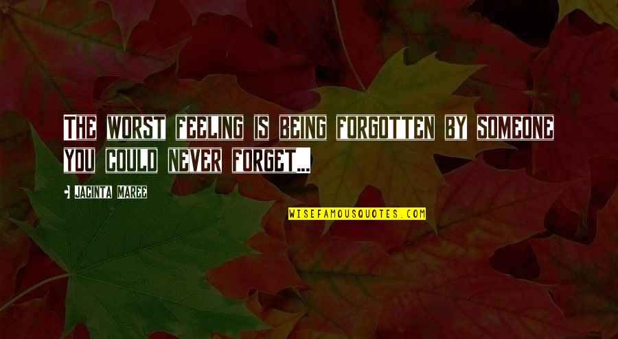 Being Forgotten Quotes By Jacinta Maree: The worst feeling is being forgotten by someone