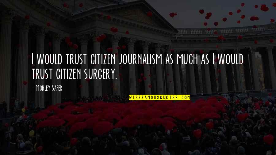 Being Frustrated In A Relationship Quotes By Morley Safer: I would trust citizen journalism as much as