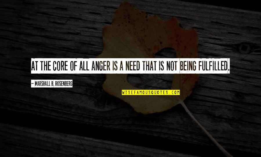 Being Fulfilled Quotes By Marshall B. Rosenberg: At the core of all anger is a Being Fulfilled Quotes By Marshall B. Rosenberg: At the core of all anger is a