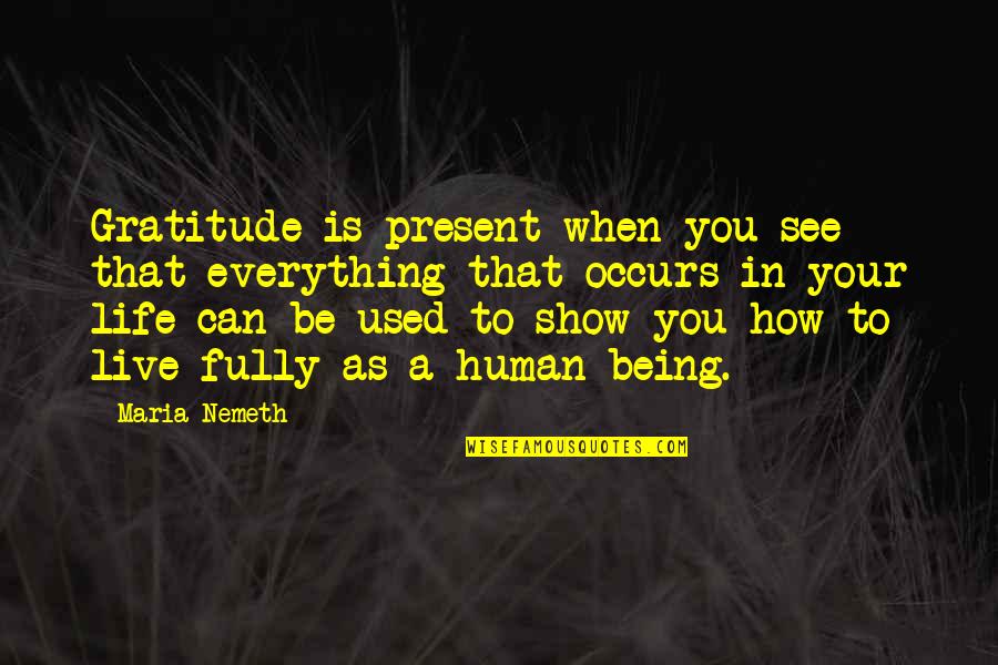 Being Fully Human Quotes By Maria Nemeth: Gratitude is present when you see that everything