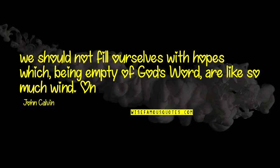 Being God Like Quotes By John Calvin: we should not fill ourselves with hopes which,