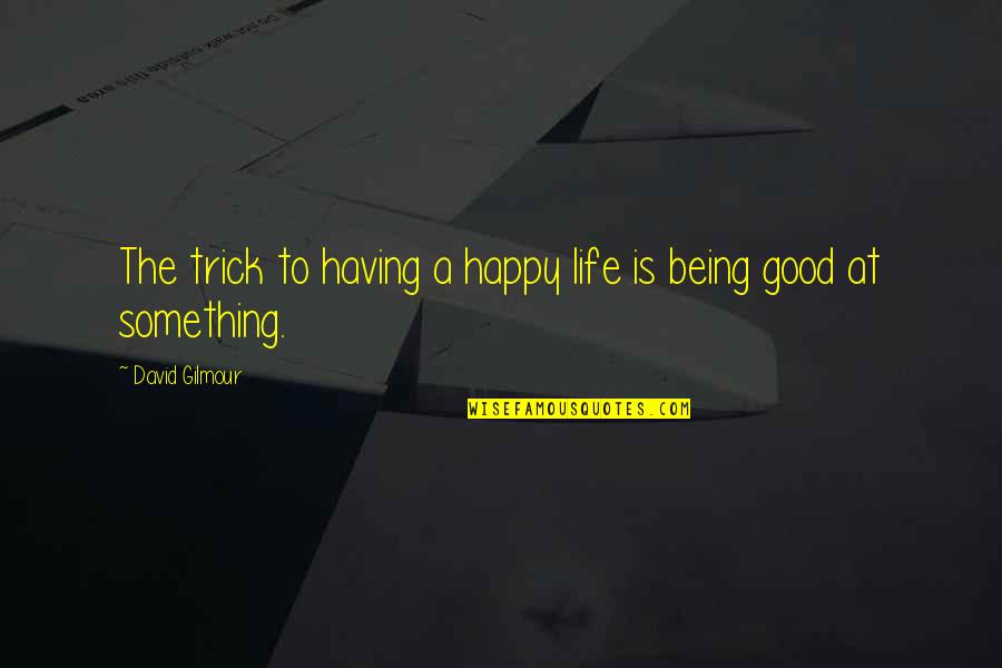 Being Good At Something Quotes By David Gilmour: The trick to having a happy life is