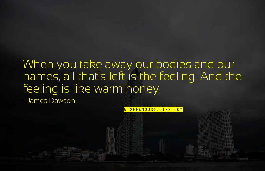 Being Good To Your Girlfriend Quotes By James Dawson: When you take away our bodies and our