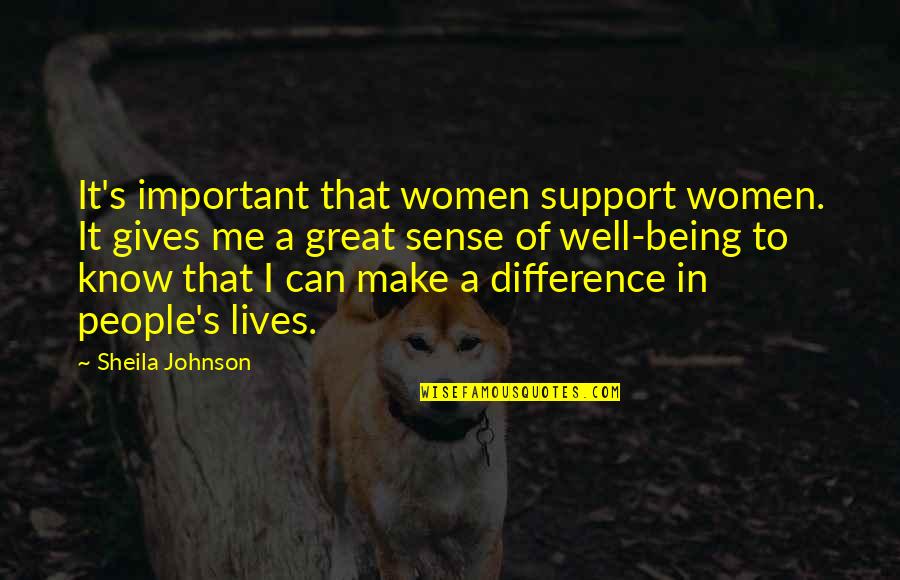 Being Great Quotes By Sheila Johnson: It's important that women support women. It gives Being Great Quotes By Sheila Johnson: It's important that women support women. It gives