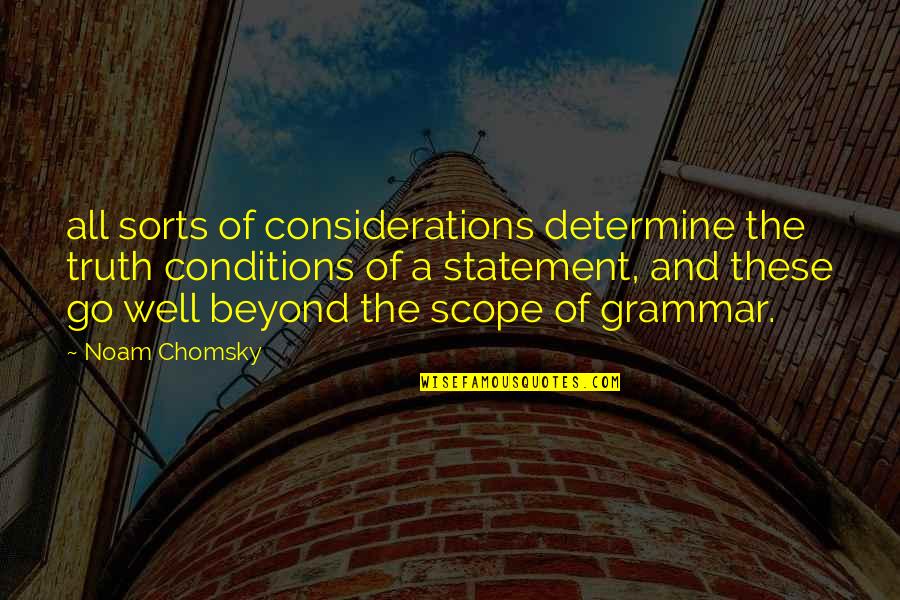 Being Happy Despite Everything Quotes By Noam Chomsky: all sorts of considerations determine the truth conditions