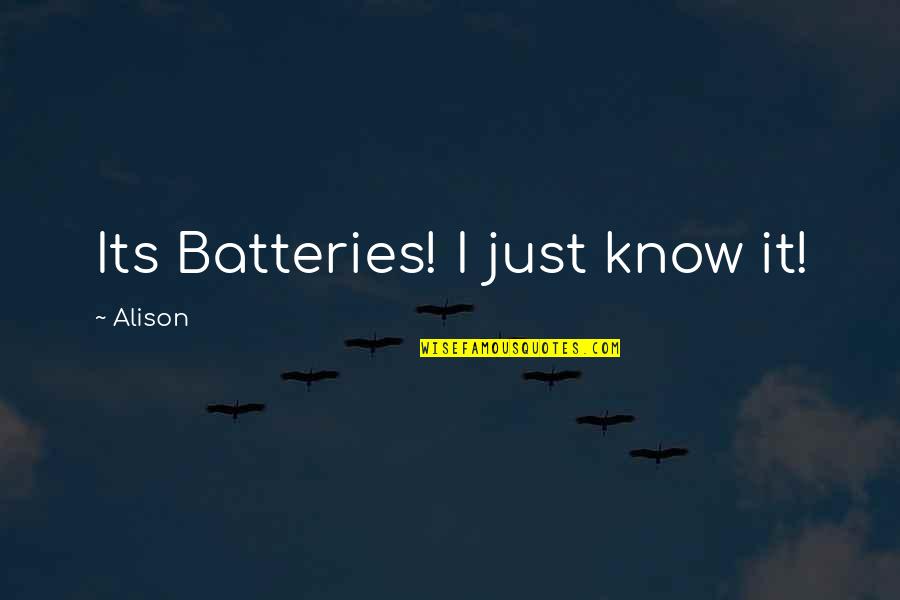 Being Heiress Quotes By Alison: Its Batteries! I just know it! Being Heiress Quotes By Alison: Its Batteries! I just know it!