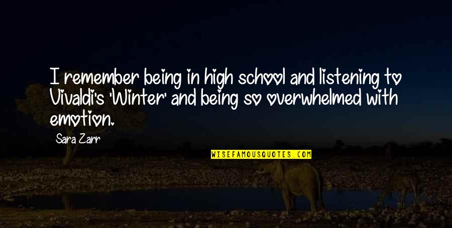 Being High Up Quotes By Sara Zarr: I remember being in high school and listening