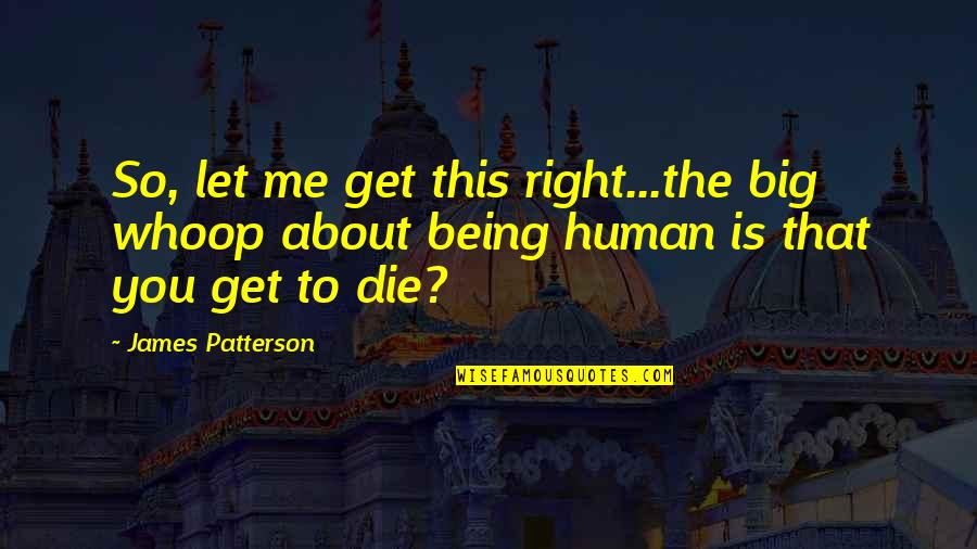 Being Human Life Quotes By James Patterson: So, let me get this right...the big whoop