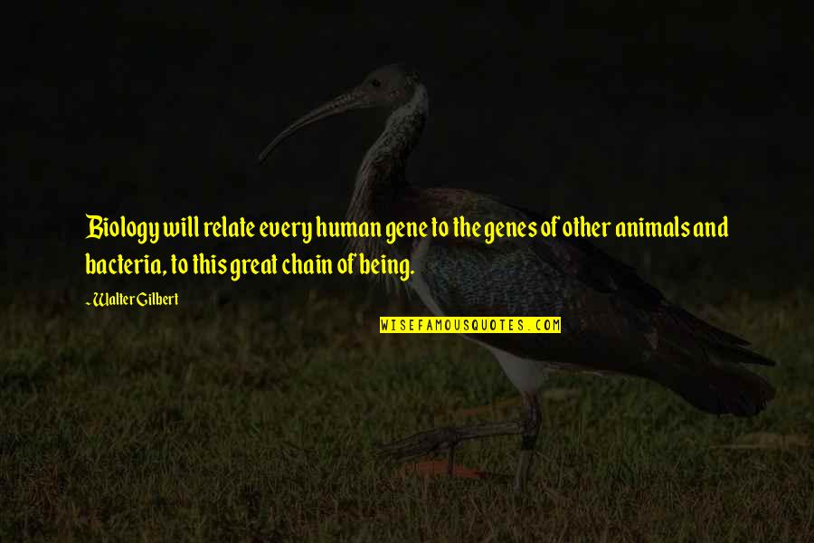 Being Human To Animals Quotes By Walter Gilbert: Biology will relate every human gene to the