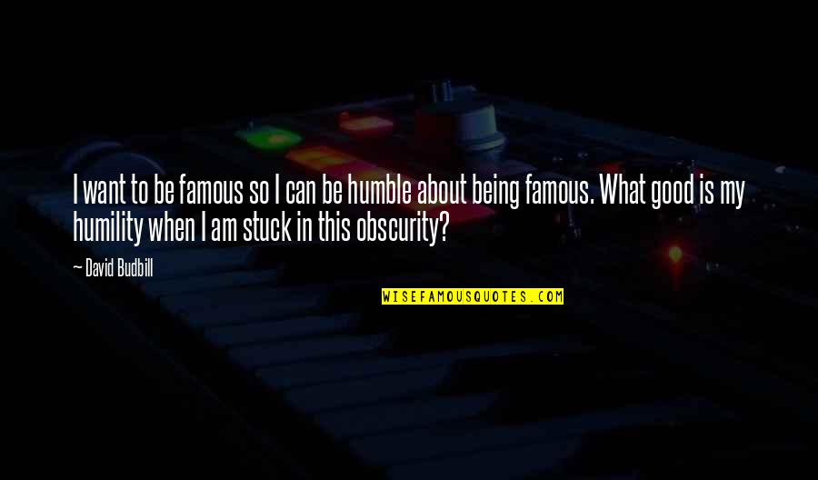 Being Humble And Humility Quotes By David Budbill: I want to be famous so I can