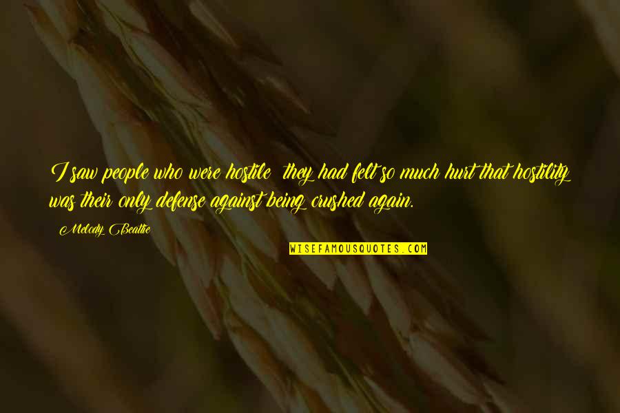 Being Hurt Again And Again Quotes By Melody Beattie: I saw people who were hostile; they had