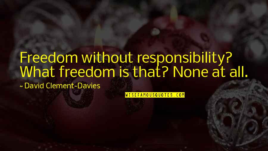 Being Hurt By Someone You Love Quotes By David Clement-Davies: Freedom without responsibility? What freedom is that? None