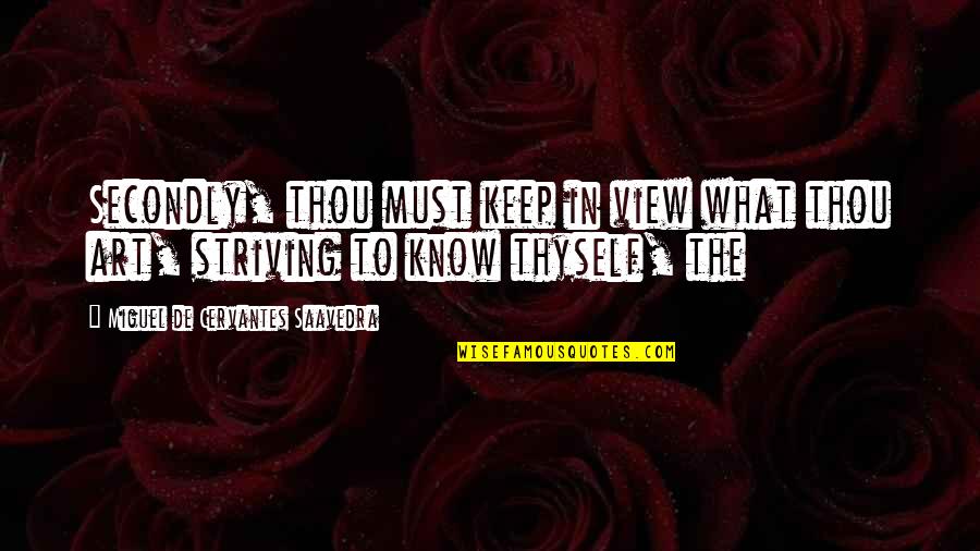 Being Hurt Poems Quotes By Miguel De Cervantes Saavedra: Secondly, thou must keep in view what thou Being Hurt Poems Quotes By Miguel De Cervantes Saavedra: Secondly, thou must keep in view what thou