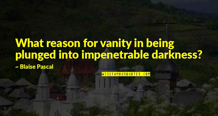 Being In Darkness Quotes By Blaise Pascal: What reason for vanity in being plunged into