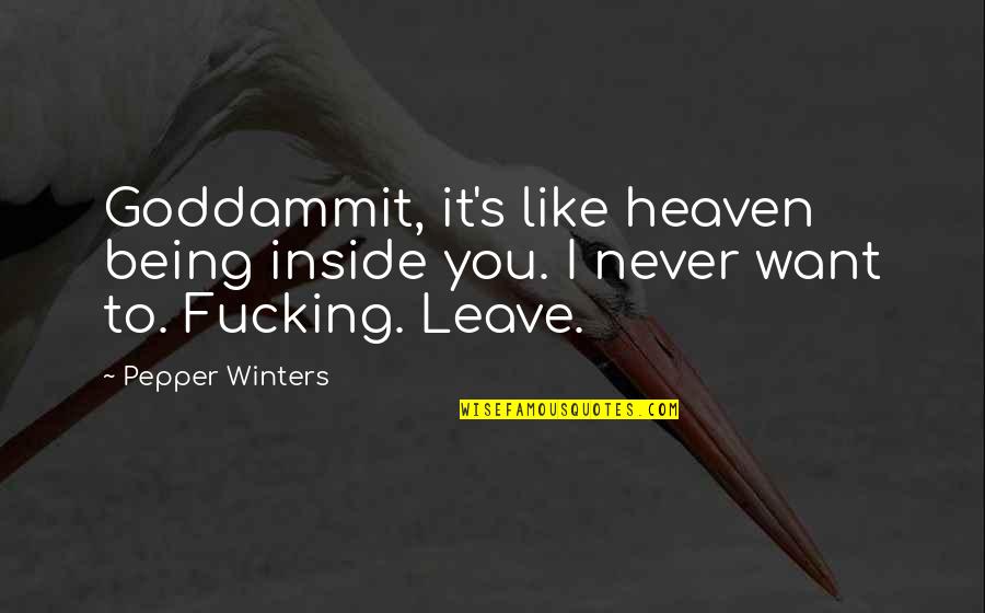 Being In Heaven Quotes By Pepper Winters: Goddammit, it's like heaven being inside you. I