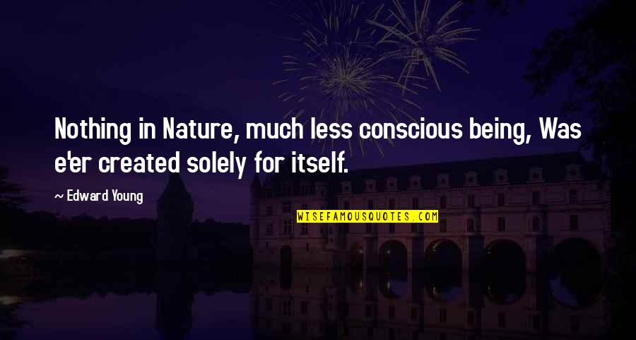 Being In Nature Quotes By Edward Young: Nothing in Nature, much less conscious being, Was