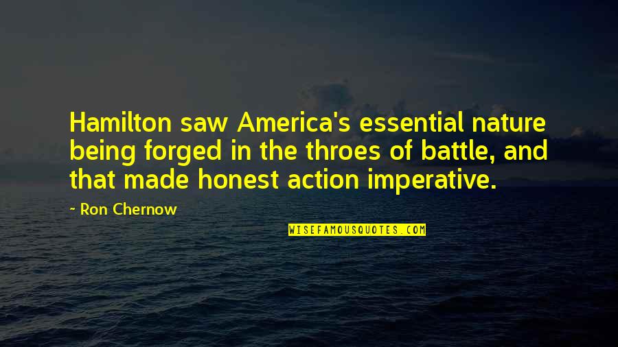 Being In Nature Quotes By Ron Chernow: Hamilton saw America's essential nature being forged in