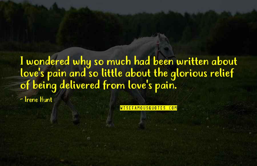 Being In Pain From Love Quotes By Irene Hunt: I wondered why so much had been written