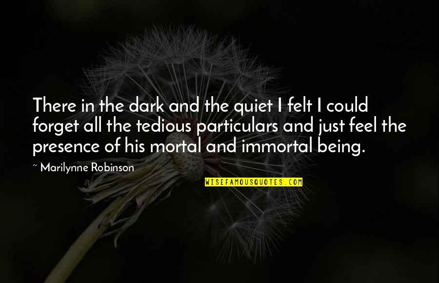 Being In The Dark Quotes By Marilynne Robinson: There in the dark and the quiet I