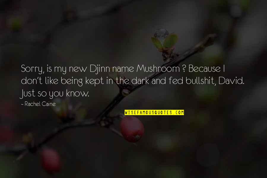 Being In The Dark Quotes By Rachel Caine: Sorry, is my new Djinn name Mushroom ?