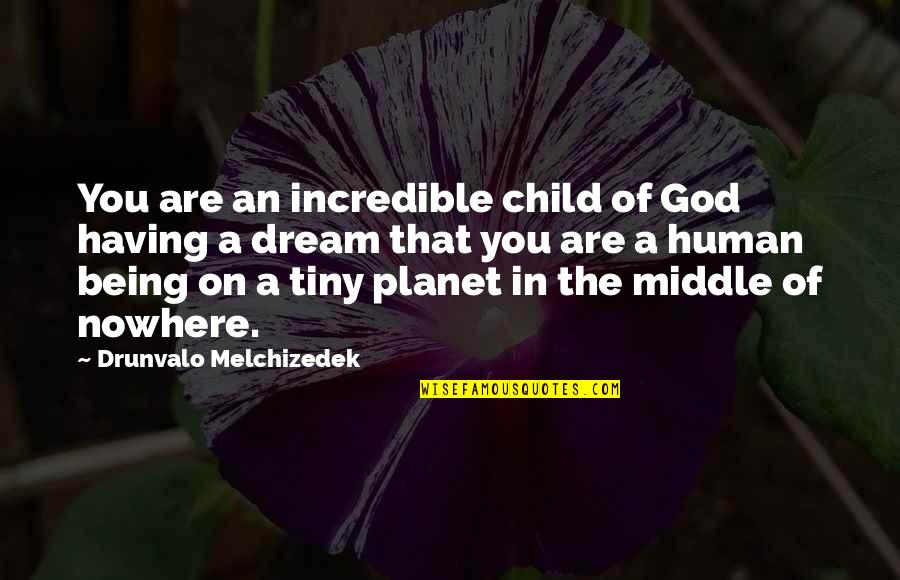 Being In The Middle Quotes By Drunvalo Melchizedek: You are an incredible child of God having