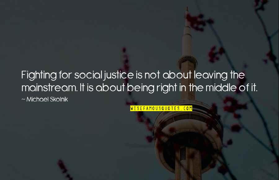 Being In The Middle Quotes By Michael Skolnik: Fighting for social justice is not about leaving