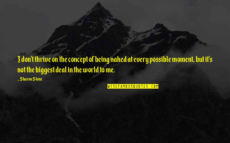 Being In The World But Not Of It Quotes By Sharon Stone: I don't thrive on the concept of being