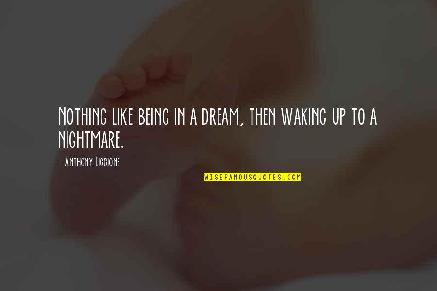 Being In Trouble Quotes By Anthony Liccione: Nothing like being in a dream, then waking