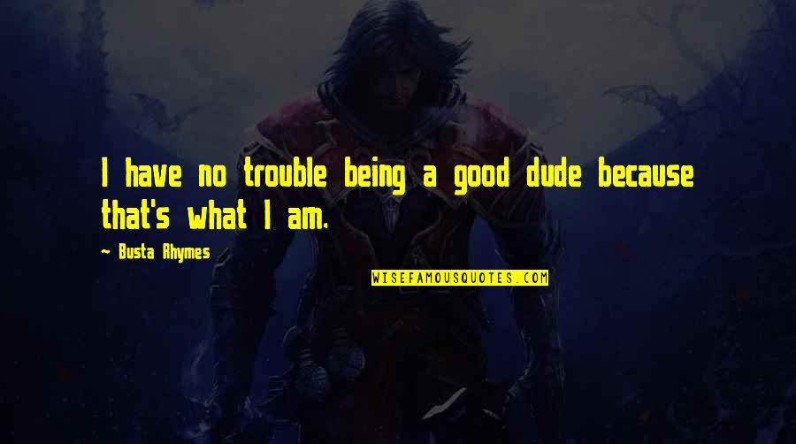 Being In Trouble Quotes By Busta Rhymes: I have no trouble being a good dude