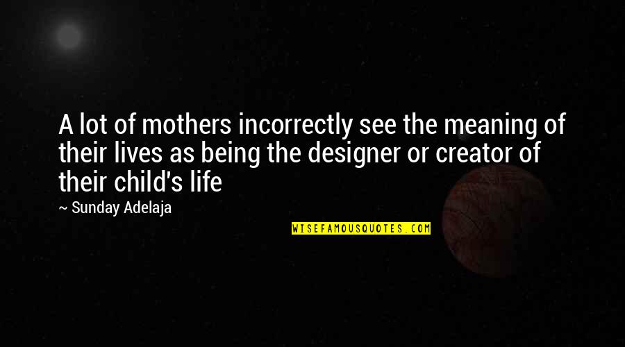 Being In Your Child's Life Quotes By Sunday Adelaja: A lot of mothers incorrectly see the meaning