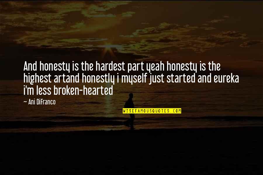 Being Indie Quotes By Ani DiFranco: And honesty is the hardest part yeah honesty