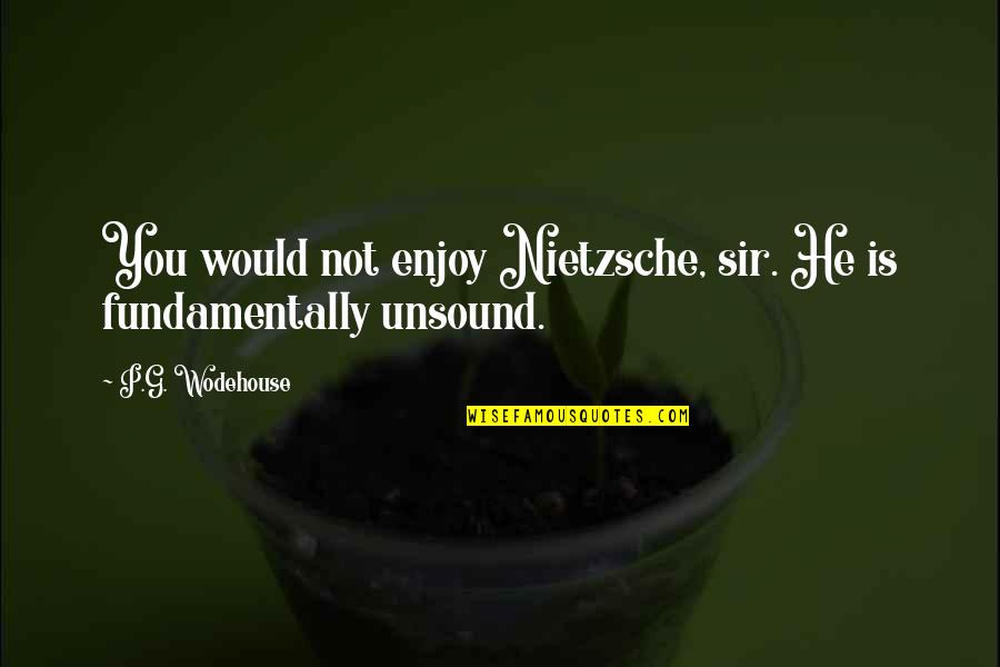 Being Ingenuine Quotes By P.G. Wodehouse: You would not enjoy Nietzsche, sir. He is