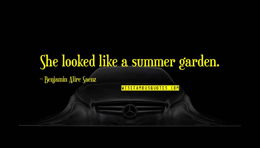 Being Intrigued Quotes By Benjamin Alire Saenz: She looked like a summer garden.