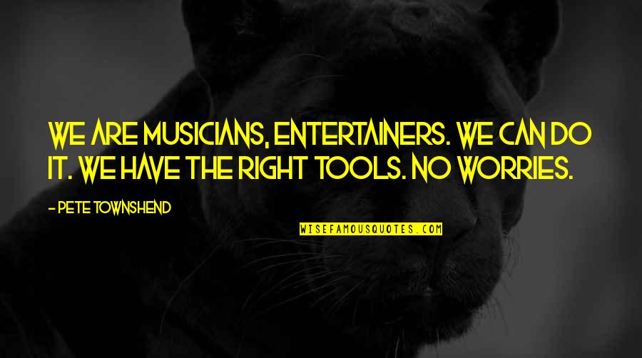 Being Irrelevant Quotes By Pete Townshend: We are musicians, entertainers. We can do it.
